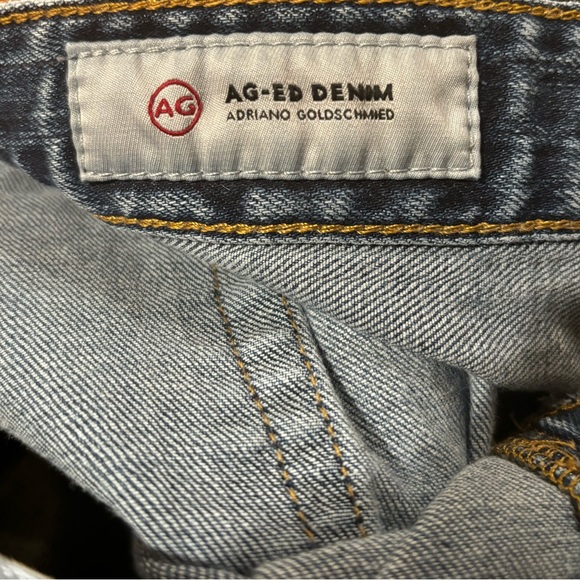 Ag denim pants size 33R women’s. Ripped knees. Straight leg. Previously owned. - Picture 2 of 9
